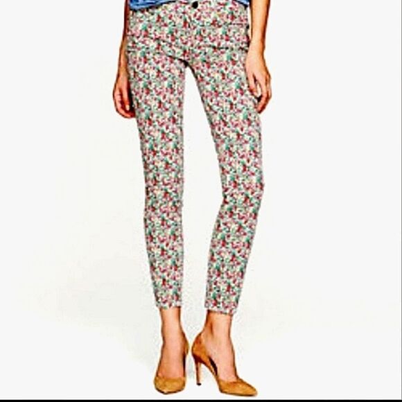 J CREW Floral Toothpick Ankle Jeans sz 25 - Picture 1 of 7